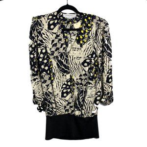 Vintage Norma Walters Silk Tunic Blouse Abstract P